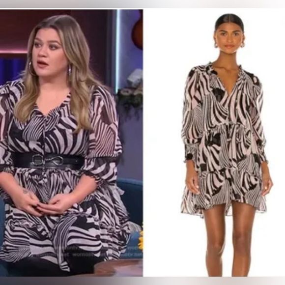 Misa Los Angeles Marisa Dress in Casablanca Black and Pink Shell. NWT $390 MSRP. - Picture 3 of 5